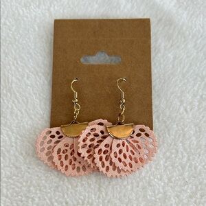 Elegant Pink and Gold Lace Earrings